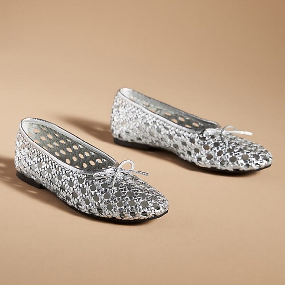 PILCRO Woven Ballet Flats Silver - Picture 1 of 12